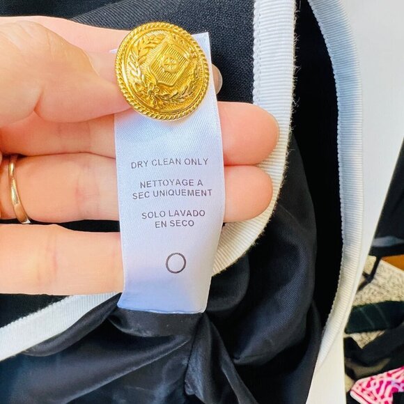 ❤️ Frame double breasted contrast trims blazer,black /white, Plus Size 14 - Picture 13 of 14